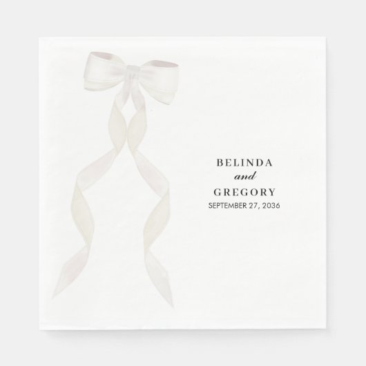 Formal White Bow Ribbon Elegante Hochzeit Serviette (Vorderseite)