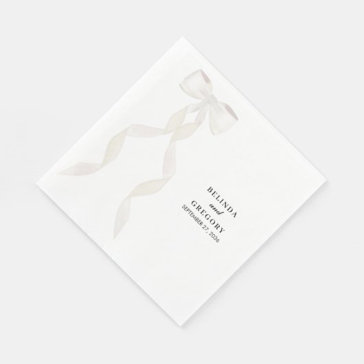 Formal White Bow Ribbon Elegante Hochzeit Serviette (Ecke)