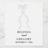 Formal White Bow Ribbon Elegante Hochzeit Weinetikett (Einzelnes Label)
