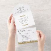 Formal White Gold Imitate Laser Cut Edge Hochzeit All In One Einladung (Abreißen)