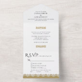 Formal White Gold Imitate Laser Cut Edge Hochzeit All In One Einladung (Innen Boden)