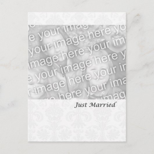 Formal White Just Married Ankündigungspostkarte (Vorderseite)