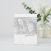 Formal White Just Married Ankündigungspostkarte (Stehend Vorderseite)