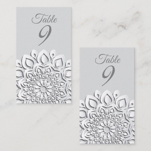 Formal White Paper Cut Mandala Wedding Platzkarte (Vorne/Hinten)