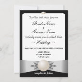 Formal White Ribbon Pearl Foto Wedding Einladung (Vorderseite)