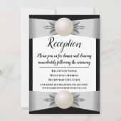 Formal White Ribbon Pearl Wedding & Empfang Einladung (Rückseite)