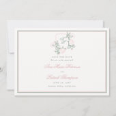 Formal Wilde Rose Wappen Preppy Pink Hochzeit Save The Date (Vorderseite)
