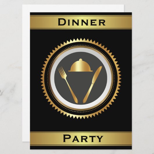 Formale Abendessen-Party Einladungs-Schablone Einladung (Vorne/Hinten)
