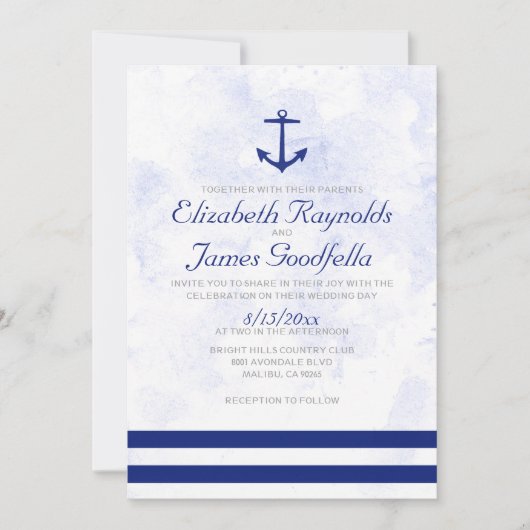 Formale Anker-Hochzeits-Einladungen Einladung (Vorderseite)