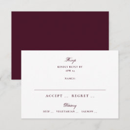 Formale Burgunder Schrift Hochzeit RSVP Karte