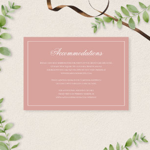 Formale Dusty Rose Schrift Hochzeitsunterkünfte Begleitkarte