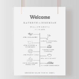 Formale einfache DIY-Hochzeits-Willkommens-Zeitach Poster