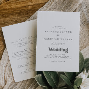 Formale einfache Hochzeit vorne und hinten Einladung