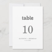 Formale einfache Hochzeitstischnummern Einladung (Vorderseite)
