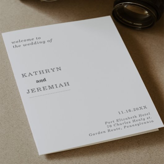 Formale einfache minimale gefaltete Hochzeit Programm