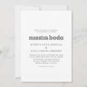 Formale einfache Nuestra Boda Hochzeit Einladung (Vorderseite)