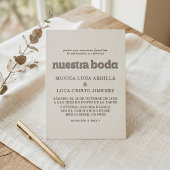 Formale einfache Nuestra Boda Hochzeit Einladung