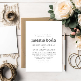 Formale einfache Nuestra Boda Hochzeit Einladung