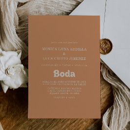 Formale einfache Terracotta-Boda-Spanische Hochzei Einladung
