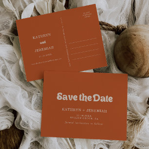 Formale einfache Terrakotta-Hochzeit Save the Date Einladungspostkarte
