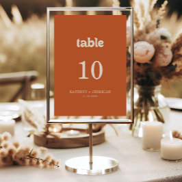Formale einfache Terrakotta-Hochzeitstischnummern Einladung