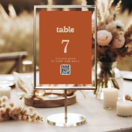 Formale einfache Terrakotta-QR-Code-Tischnummern Einladung