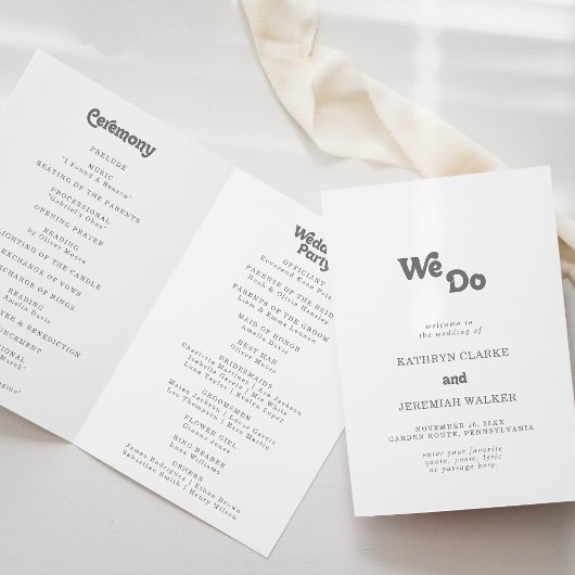 Formale einfache Wir tun gefaltete Hochzeit Programm