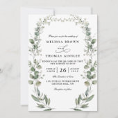 Formale elegante botanische Acryl-QR-Code-Hochzeit Einladung (Vorderseite)