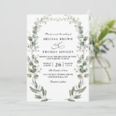Formale elegante botanische Acryl-QR-Code-Hochzeit Einladung (Stehend Vorderseite)