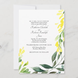 Formale & elegante Hochzeit Gelbe Wildblumen Einladung