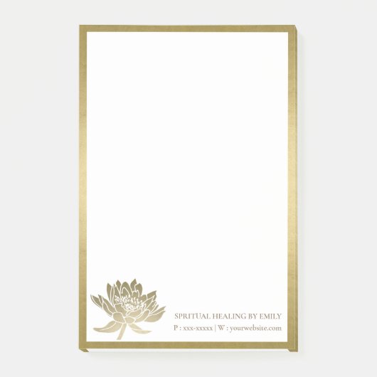 FORMALE ELEGANTE IMITATE GOLD LOTUS FLORALISCHES G POST-IT KLEBEZETTEL (Vorderseite)