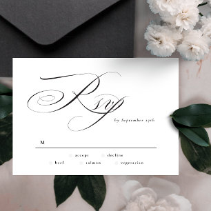 Formale elegante Kalligrafie Black Tie Hochzeit RSVP Karte