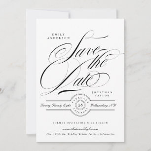 Formale elegante Kalligrafie Hochzeitswebsite Foto Save The Date