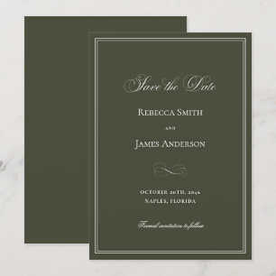 Formale elegante klassische dunkelgrüne Hochzeit Save The Date