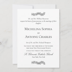 Formale elegante Schwarz-Weiß-Hochzeit Einladung