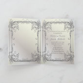 Formale elegante Wirbel Perlen-weiße Vintage Einladung (Innenseite)