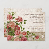 Formale Empfangs-Einladungs-Tee-Rosen-Spitze Begleitkarte (Vorne/Hinten)