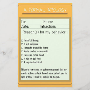 Formale Entschuldigungs-Checkliste Briefpapier