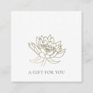 FORMALE FALSCHGOLD-LOTUS-BLUMEN-GESCHENKGUTSCHEIN QUADRATISCHE VISITENKARTE