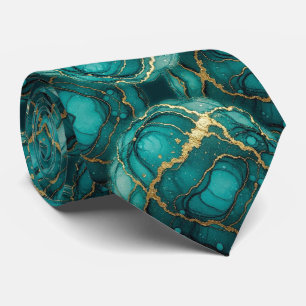 Formale Faux-Seide Marmor Teal + Gold Gentleman' Krawatte