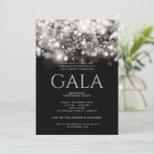 Formale Gala Ball Silver Sparkle Lights Einladung (Stehend Vorderseite)