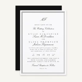 Formale Gerahmte klassische Monographie Schwarz-we Einladung