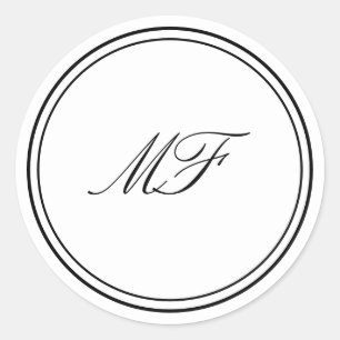 Formale Gerahmte klassische Monographie Schwarz-we Runder Aufkleber