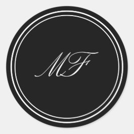 Formale Gerahmte klassische Monographie Schwarz-we Runder Aufkleber