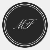 Formale Gerahmte klassische Monographie Schwarz-we Runder Aufkleber (Vorderseite)