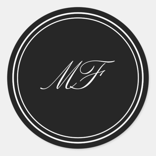 Formale Gerahmte klassische Monographie Schwarz-we Runder Aufkleber (Vorderseite)