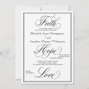 Formale Glaube Hoffnung Liebe Schrift Hochzeits-Ei Einladung