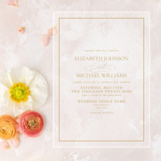 Formale Goldene Klassische Schrift Hochzeit Acryleinladungen