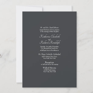 Formale graue Hochzeitskirche Hochzeit Einladung