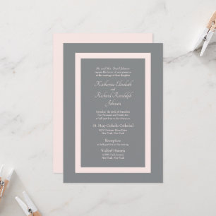Formale graue und rosa Hochzeitseinladung Einladung